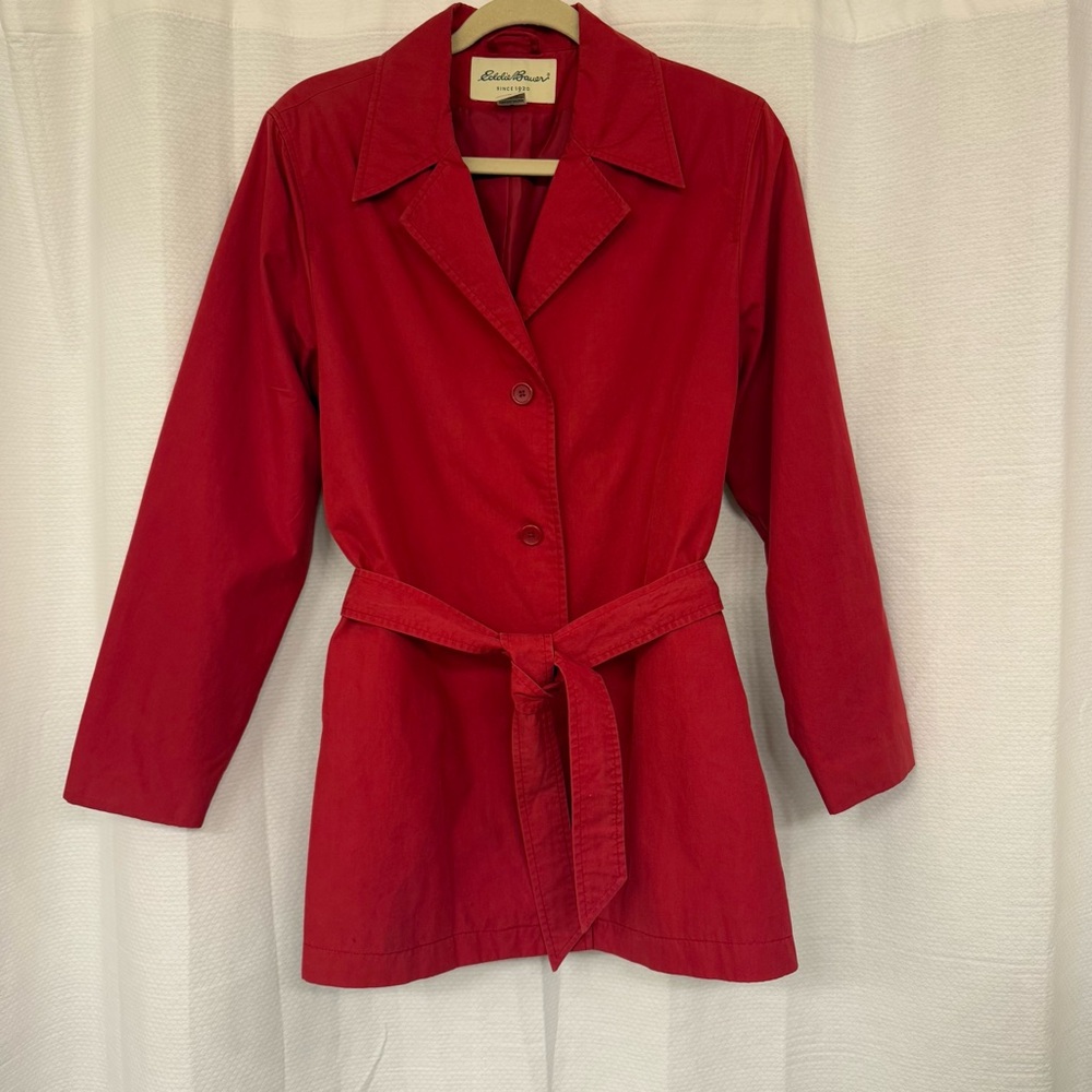 Vintage Eddie Bauer Women's bold Red trench coat city streetwear fall/winter